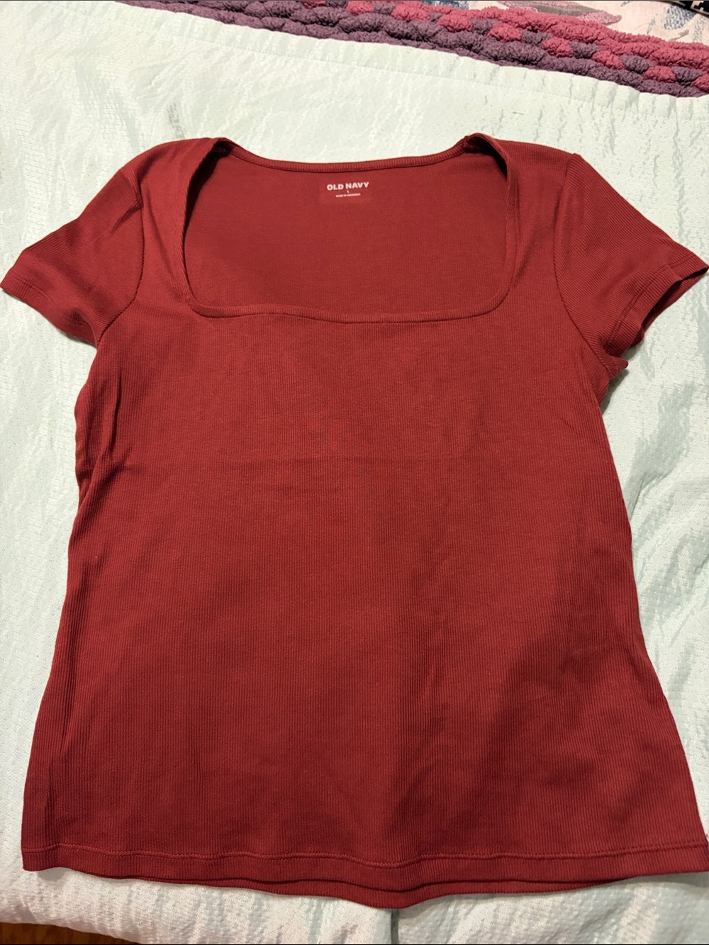 Old Navy Brick Red Square Neck Short Sleeve Top